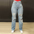 Women's Washed High Waist Straight Ripped Jeans - ROUTINE FASHION